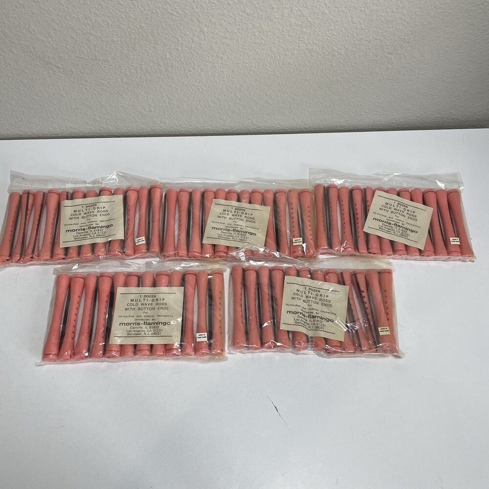 Lot of 5 Dozen Morris Flamingo Cold Wave Rods Button Ends 3.25” Pink